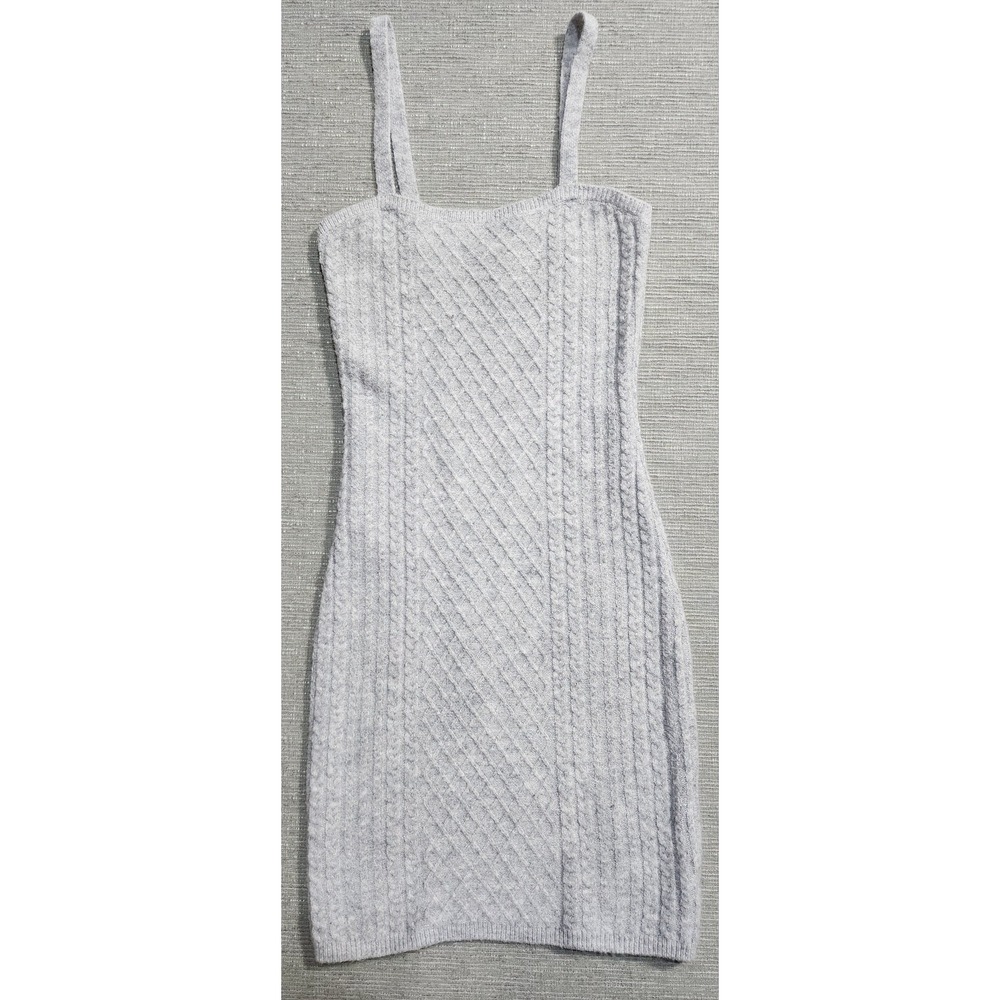 House of‎ Harlow 1906 Gray Knit Bodycon Mini Dress Spaghetti Strap Size S